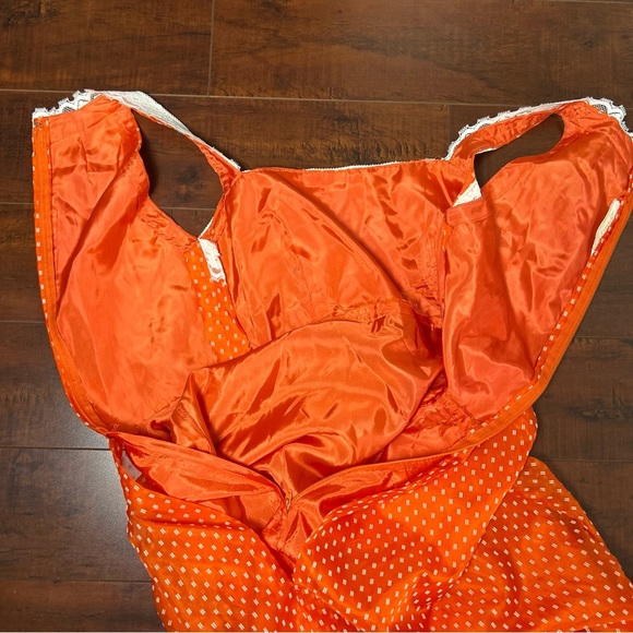 VINTAGE 1970s Lorrie Deb Maxi Dress Orange Prairie Full Gown 70s Calico Hippie - Picture 8 of 12